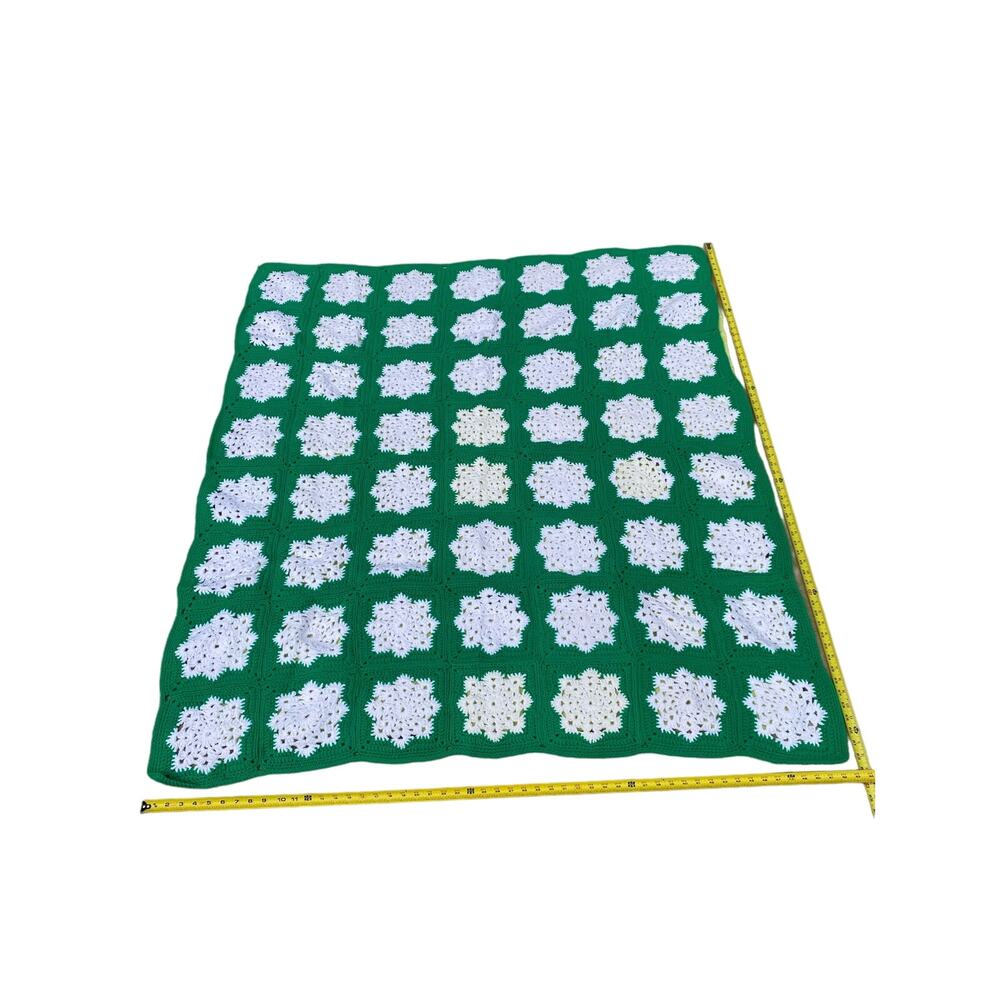Granny Square Afghan Throw Blanket Crochet Handmade Christmas Snowflake 52 x 62